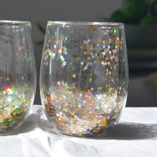 13oz подгоняло стекла Tumbler стены двойника боросиликата выпивая с красочным ярким блеском внутрь