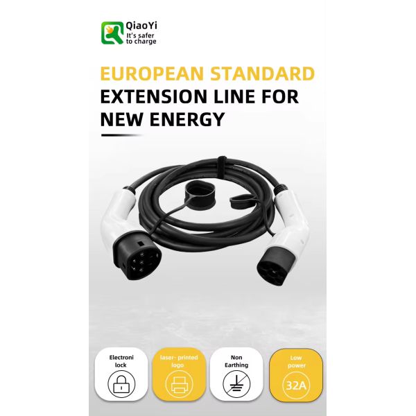 1Meters Length 32AMP Rated EV Charging Extension Cable for Electric Vehicle Charging Station and Type2 Plugs Compatibility