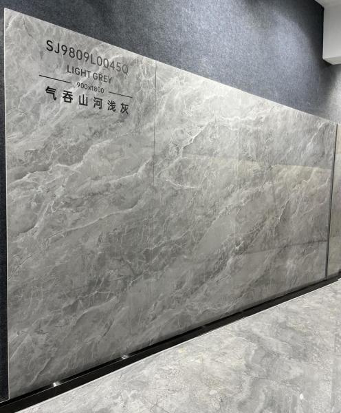 Gray Polished Glazed Porcelain Tile 900x1800mm Indoor Floor