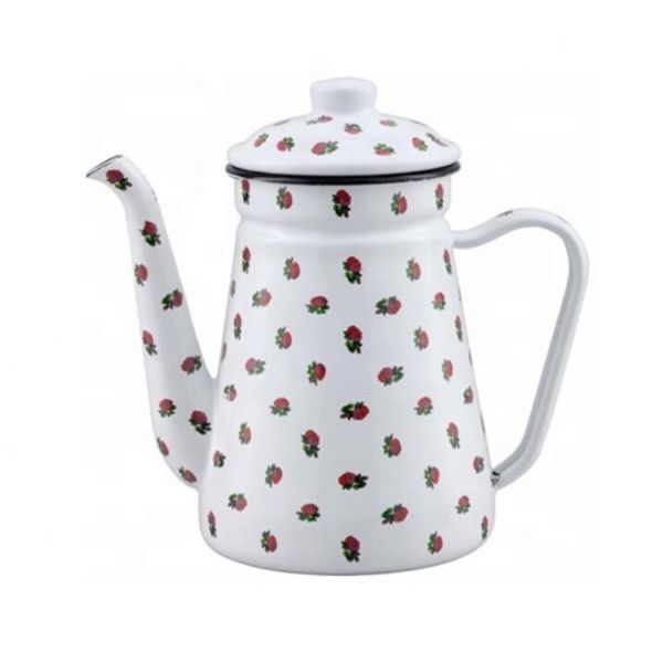Electric Range Classic Type Enamel Kettle 1.2L Enamel Water Tea Pot With Decal