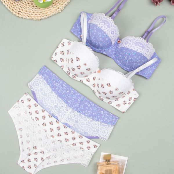 Women Lingerie Set Printed Flowers S-XL America Size High Quality New Come Lingerie Wholesale Set Matching Set for Women