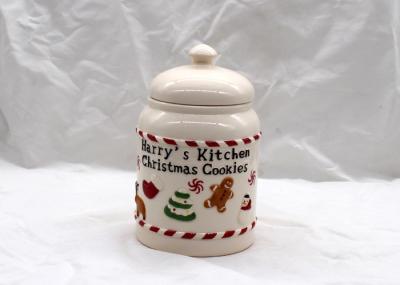 Christmas Snack Treat Ceramic Cookie Jar Snowman Design With Lid Strong Dolomite