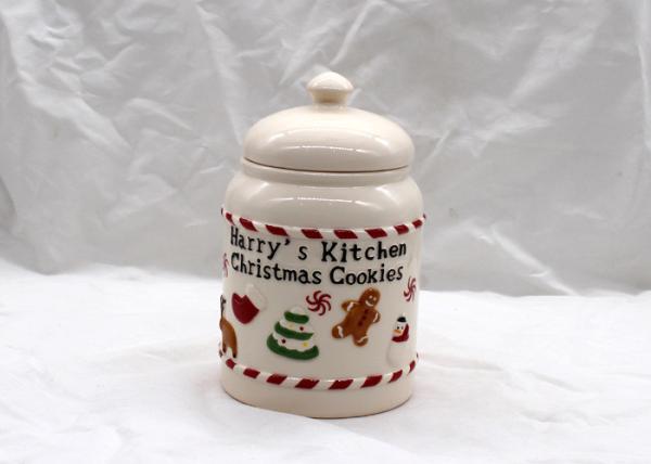 Christmas Snack Treat Ceramic Cookie Jar Snowman Design With Lid Strong Dolomite