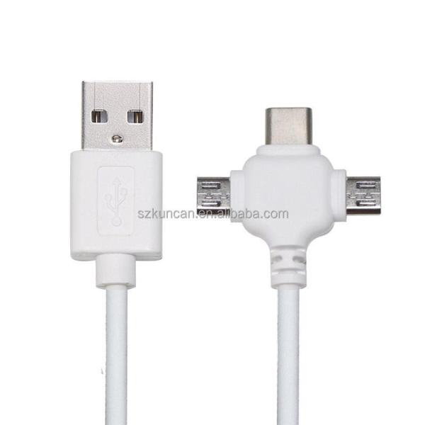 Cabo de dados de carregamento rápido 3 em 1 USB 2.0 de 0,5 m Micro Tipo C