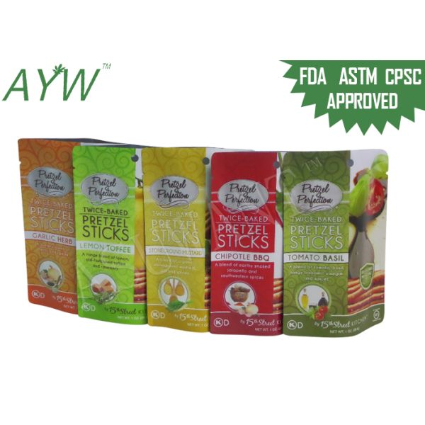 Stand Up Zipper Food Packaging Bags Resealable Biodegradable For Snacks Storage