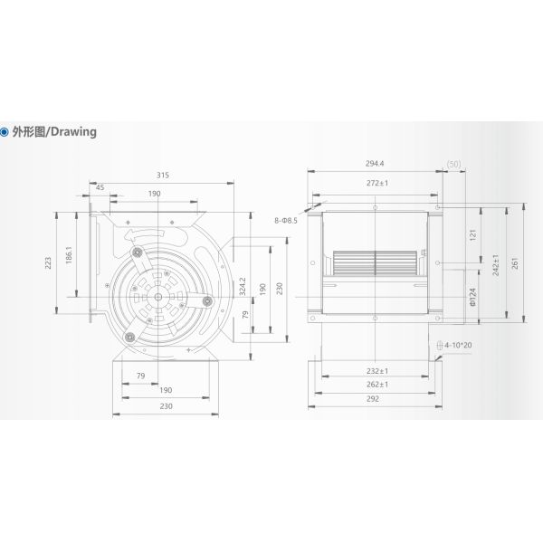 вентилятор amanda@cpmdj.Com внешнего ротора 200W 50Hz YDK92-45-4XM центробежный