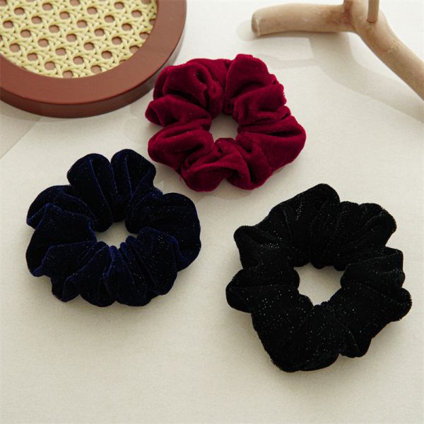 Autumn winter velvet covered beaded hair scrunchies stars accessories all tie hair bright silk bands