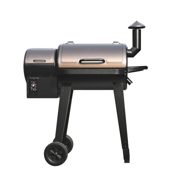 Barbecue Metal Wood Pellet Smoker Grill with Trolley Cart for Backyard Cooking