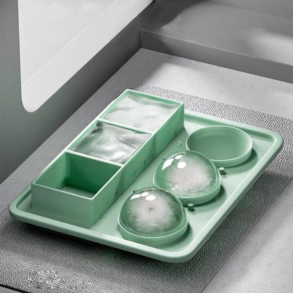 MHC Ice Cube Trays For Freezer Silicone With Lid Large Square And Round Ice Cream Tools