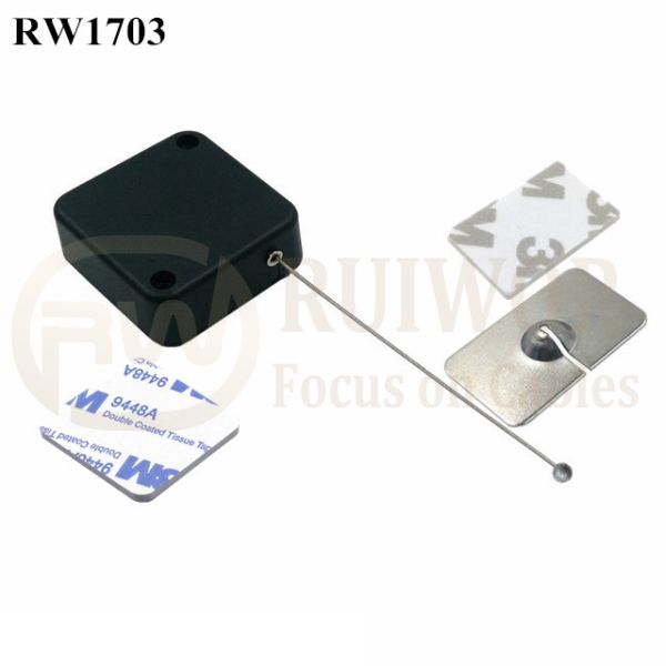 RW1703 Square Security Tether Plus 35X22mm Rectangular Adhesive Metal Plate