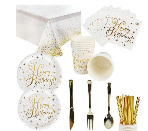 Gold Dots Paper Disposable Party Supplies Paper Cups Plates Tablewares Supplies