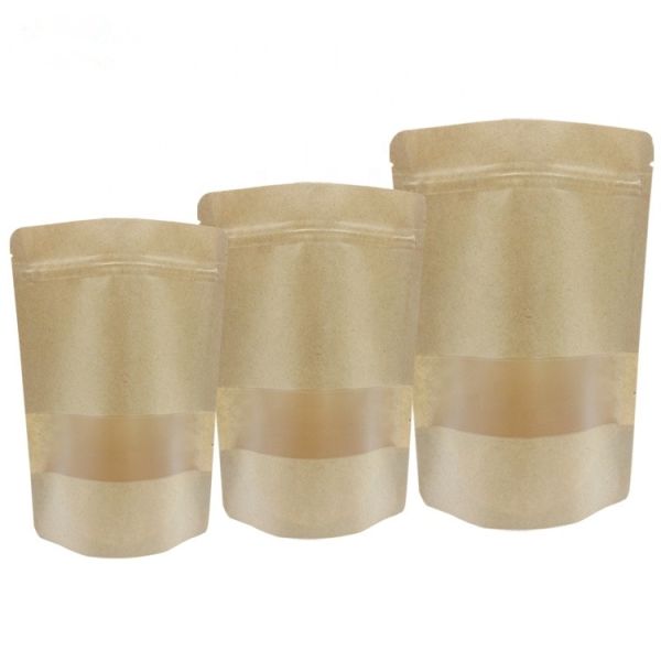 2025 New Arrival Waterproof Environmental protection Food Grade Stand up Pouch Kraft Paper Food Bag