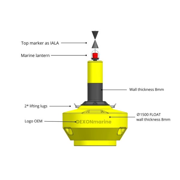 Diameter 1500mm Cardinal Mark Buoy Yellow Navigation Buoy For Rivers Or Ports