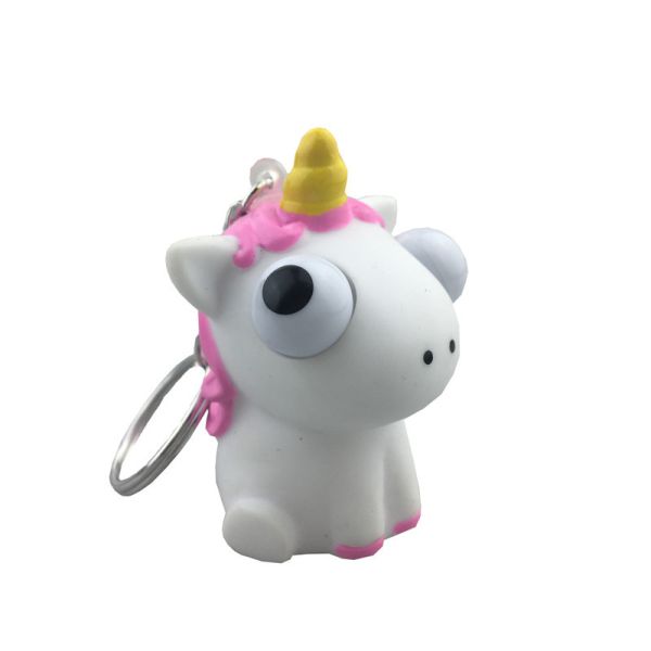 Creative Cartoon PVC Soft Rubber Unicorn Eyes Pop Out Key Chain, Custom Anime Toys, Eye Pop Out Squeeze Toys