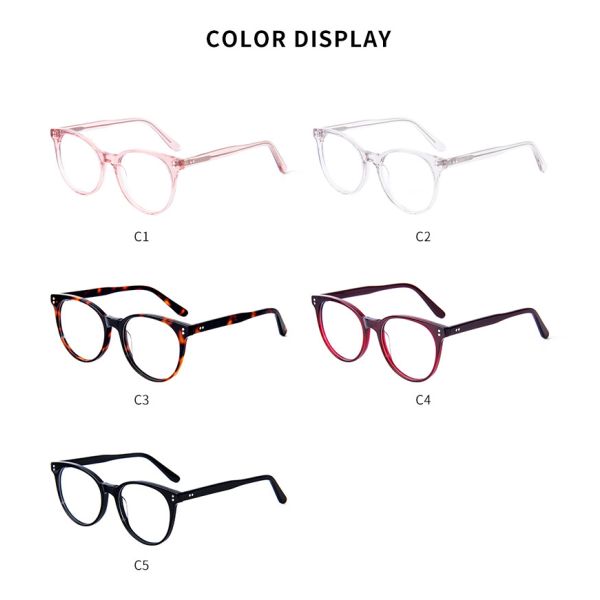 Custom Logo Acetate Round Optical Frame Glasses OEM ODM Unisex Men Women