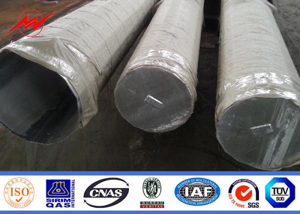 69KV Polygonal  / Conical Shape Galvanized Steel Pole With Bitumen 50 Years Life Time