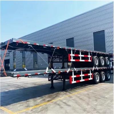 12 Set Twist Lock Flatbed Semi Trailer For 30T To 100ton Capacity And Truck Trailer