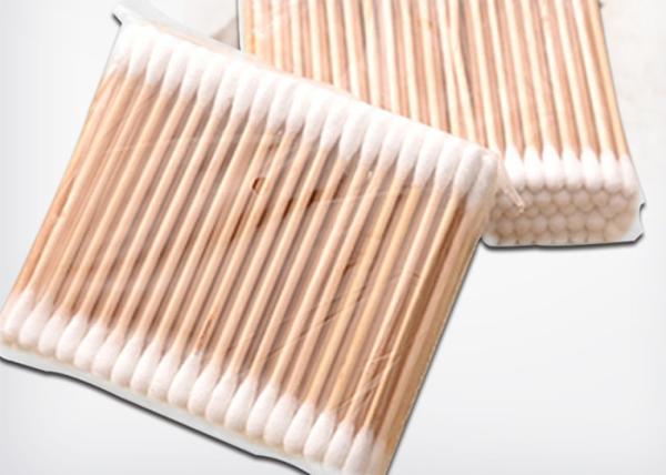 Sanitary Double Head Medical Cotton Swab Stick With Wood Color
