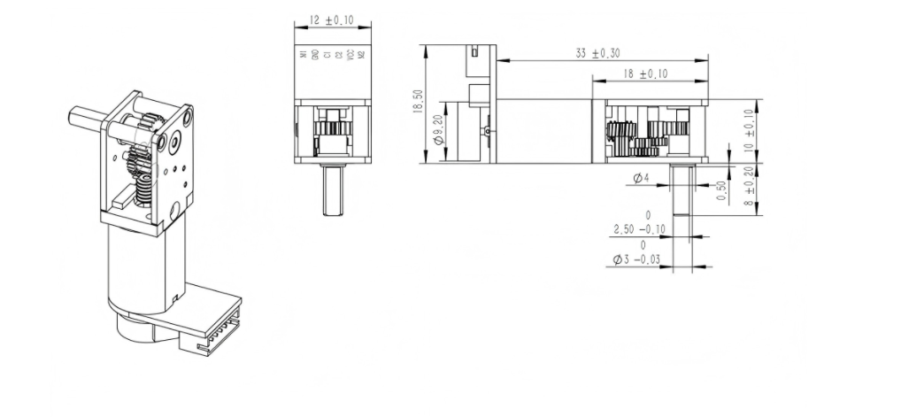 Right Angle DC Gear Motor 12V 200RPM with Encoder for Intelligent Vehicle Locks and Robots