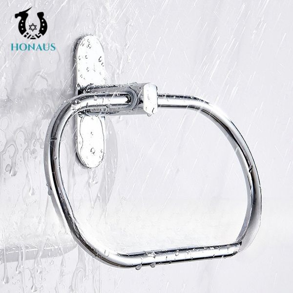 Modern Metal Towel Ring Drill Free Applicable Mirror Surfaced