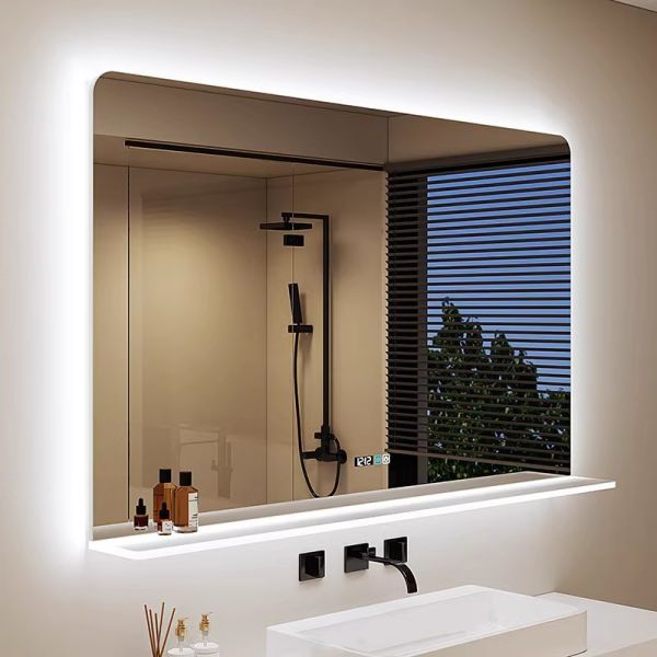 Modern Apartment & Hotel Bathroom Mirrored Undershelf with Touch Switch IP44 Rated Convenient Under-Mirror Access for Storage