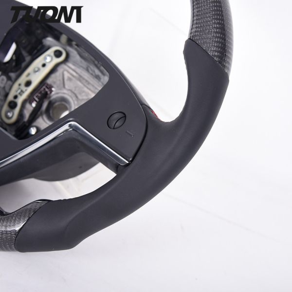 Car Flat Bottom Leather Tesla Carbon Fiber Steering Wheel Model Y Yoke