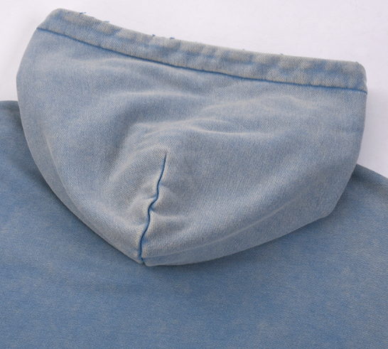 Men’s Wax-Dyed Cropped Hoodie 340G Oversized Streetwear Distressed Sweatshirt