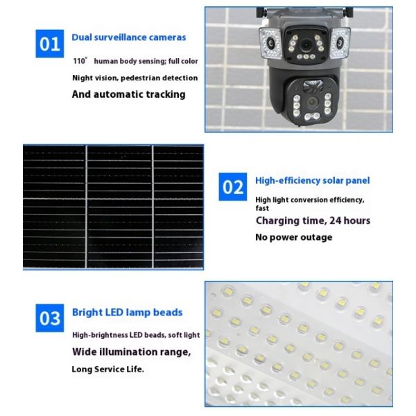LED Solar Street Light With 4G Remote Monitoring 1080P Camera for Municipal Roads