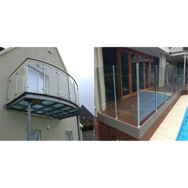 Commercial Frameless Glass Deck Railing Systems Stainless Steel Round Post