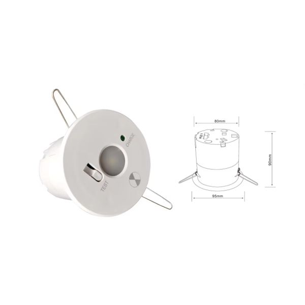 Batteries Required Yes 1W 2W IP44 Emergency Down Light for Stair Passage Aisle Corridor