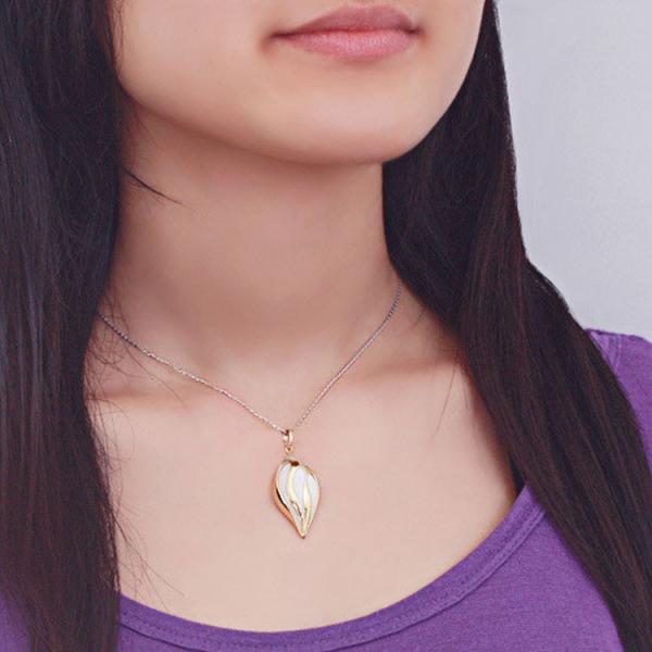 18K Yellow Gold Diamonds  White Agate Drop Pendant Earrings Jewelry (GDSET005)