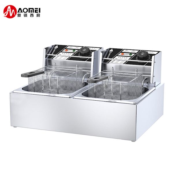 Commercial Double Basket Electric Deep Fryer 6L 6L Stainless Steel French Fries Machine