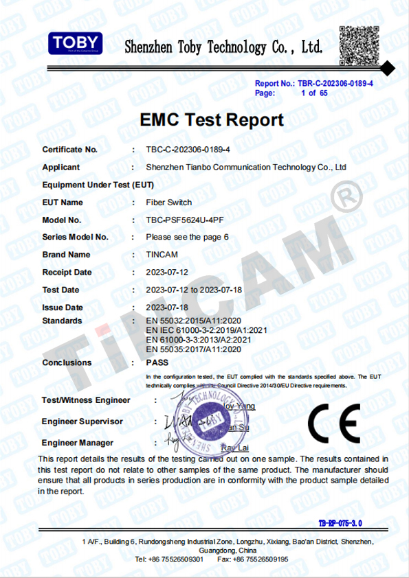 Shenzhen Tianbo Communication Equipment Co., Ltd. Certifications