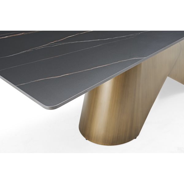 High Quality Luxury Home Dining Room Furniture Retangular Table Restaurant Marble Stainless Steel Dining Table