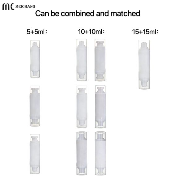 5ML+5ML/10ML+10ML / 15ML+15ML Dual-Chamber Airless Bottles for Lotion & Spray - Custom Packaging Manufacturer（MC-245）