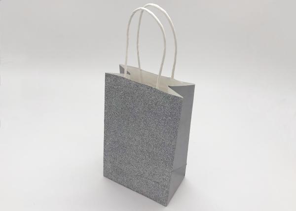 Funny Silver Christmas Party Gift Bags Full Glittered Paper Twisted Handle Unusual
