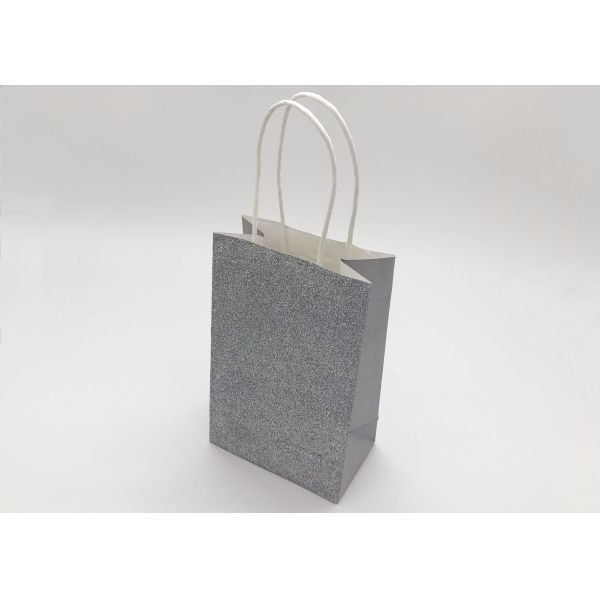 Funny Silver Christmas Party Gift Bags Full Glittered Paper Twisted Handle Unusual