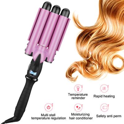 Cabelo triplo do ferro de ondulação do tambor do calefator 32mm do PTC do painel LCD para breve