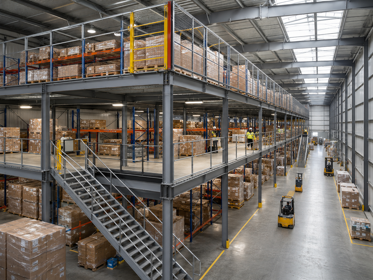Mezzanine Floor Prefabricated Steel Warehouse Double Deck Storage Prebuilt Metal Buildings