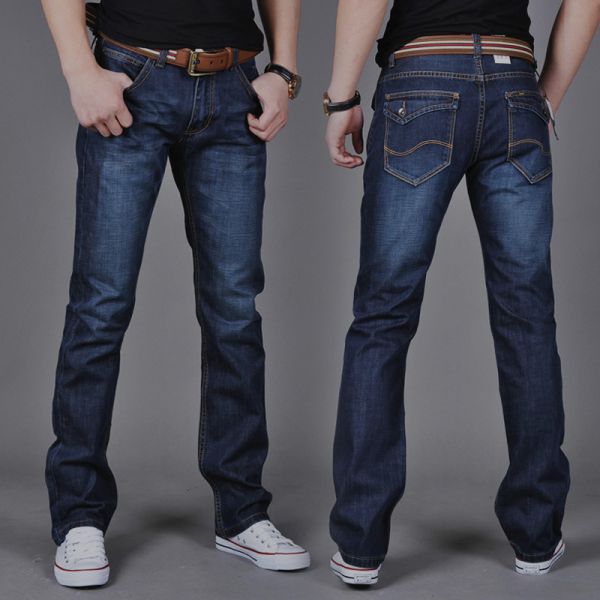 Zipper Fly XMAMLON Stretch Regular Fit Pants Fashion Men's Denim Slim Mid Waist Jeans