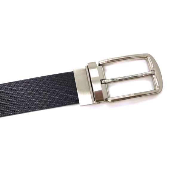 Reversible Buckle Mens Genuine Leather Dress Belt / Thick Black Belt For Dress