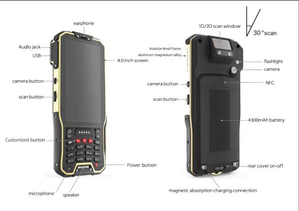 Portable áspero de NFC do varredor do código de barras do andróide de Honeywell N43 1D com USB RS232