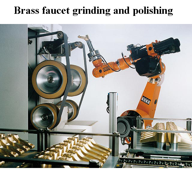 Automatic Abrasive Brushing Cell with PLC Control and Tool Gripper for Metal Parts brass faucet