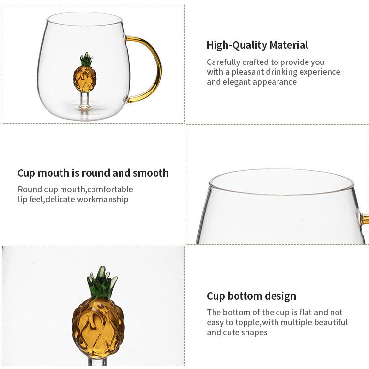IKOO Professional Manufacturer 3D Coffee Cup Crystal Glass Animal Plant Inner Cup Wish Cup as A Gift-Party Office Morning Mugs for Milk Chocolate Cappuccino, Suitable for Home Office Decoration