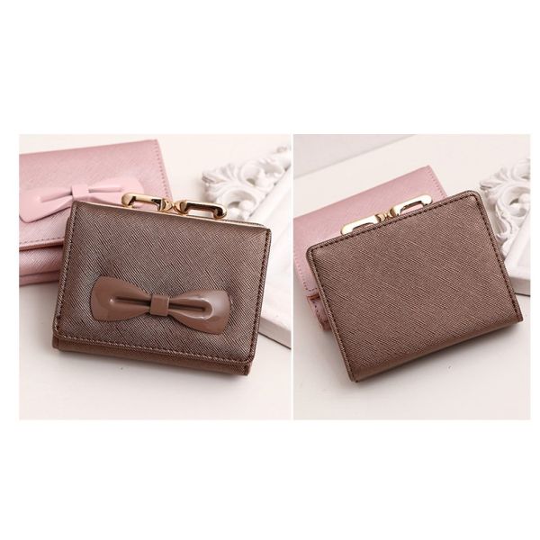 2016 new women's wallets cute bow buckle short paragraph mini wallet