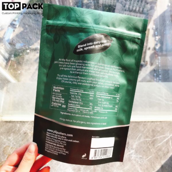 Custom Printing Resealable Doypack Food Packaging Pouches For Nuts