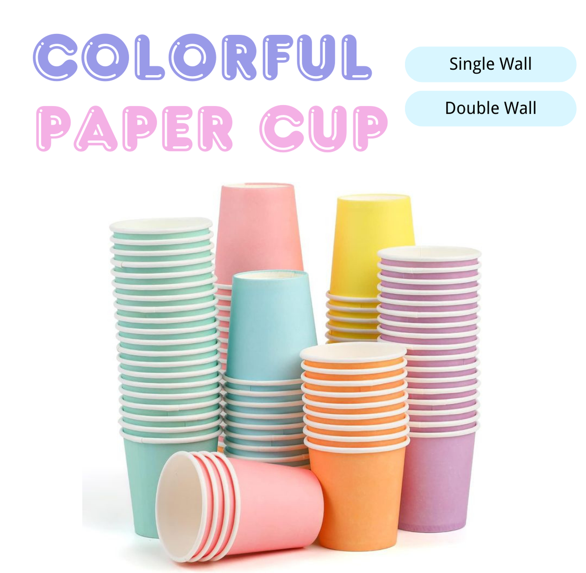 Single Wall Double Wall Pink Gold Foil Hot Drink Paper Coffee Cup with Lid