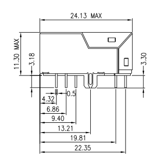 Ethernet da altura 1x 10/100/1000Base-T do perfil baixo 11.3mm de LPJK7003B98NL Rj45
