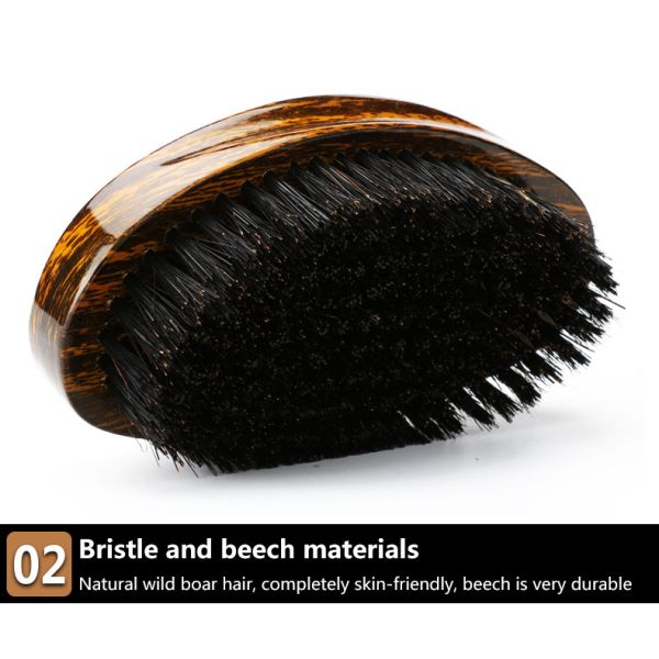 Customized Logo 360 Curved Brush Man Grooming Face Beard Cleaning Brush