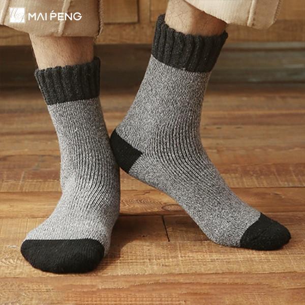 Custom Wool Socks Breathable Thermal Winter Warm Knitted Crew Socks